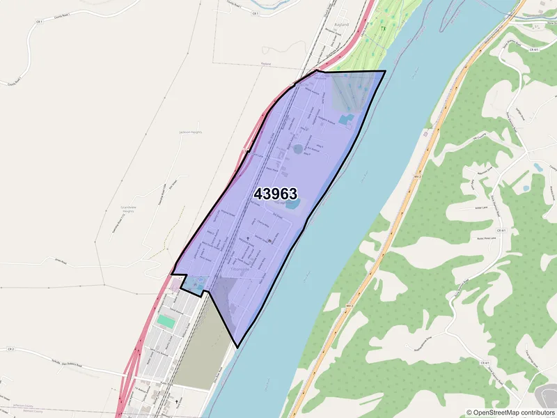 Map of Tiltonsville, Ohio and ZIP codes