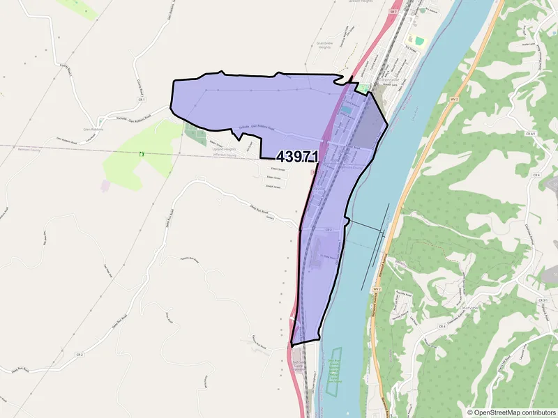 Map of ZIP Code 43971 — Yorkville, OH