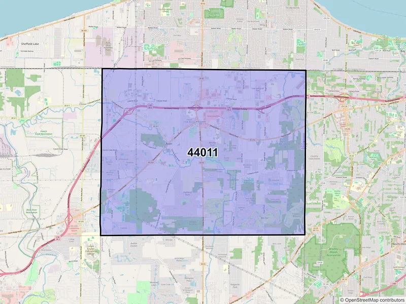 Map of ZIP Code 44011 — Avon, OH