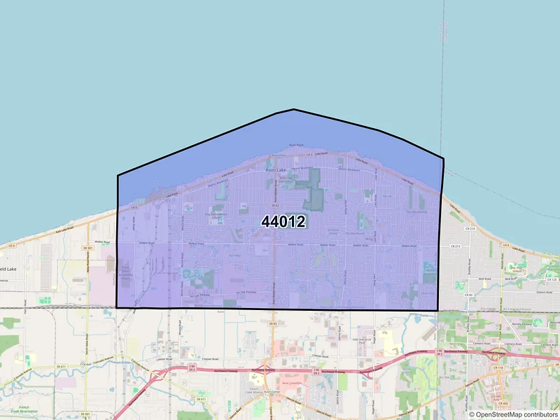 Map of ZIP Code 44012 — Avon Lake, OH
