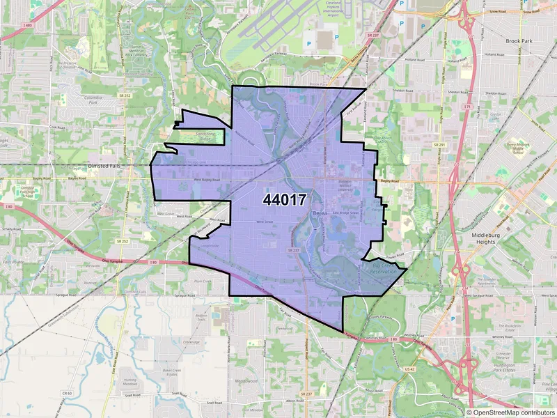 Map of ZIP Code 44017 — Berea, OH