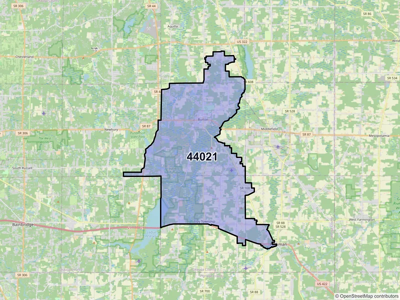 Map of ZIP Code 44021 — Burton, OH