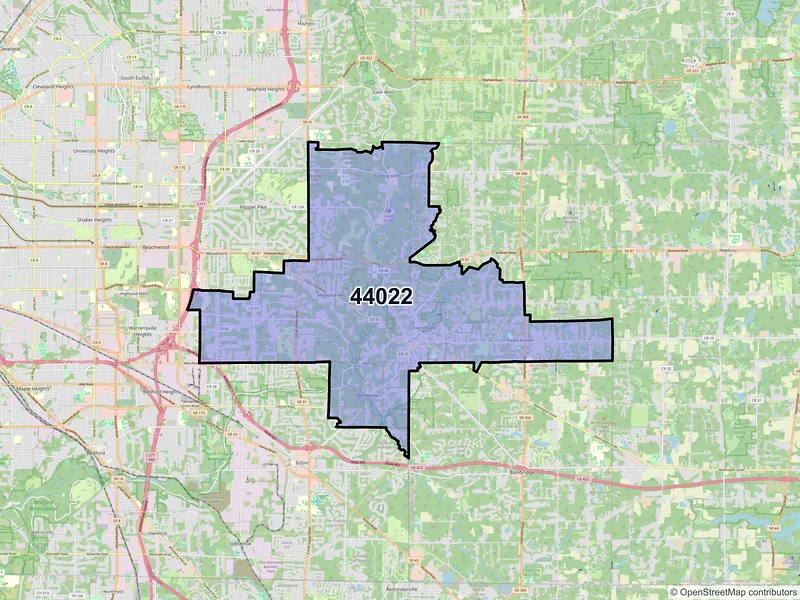 Map of ZIP Code 44022 — Chagrin Falls, OH
