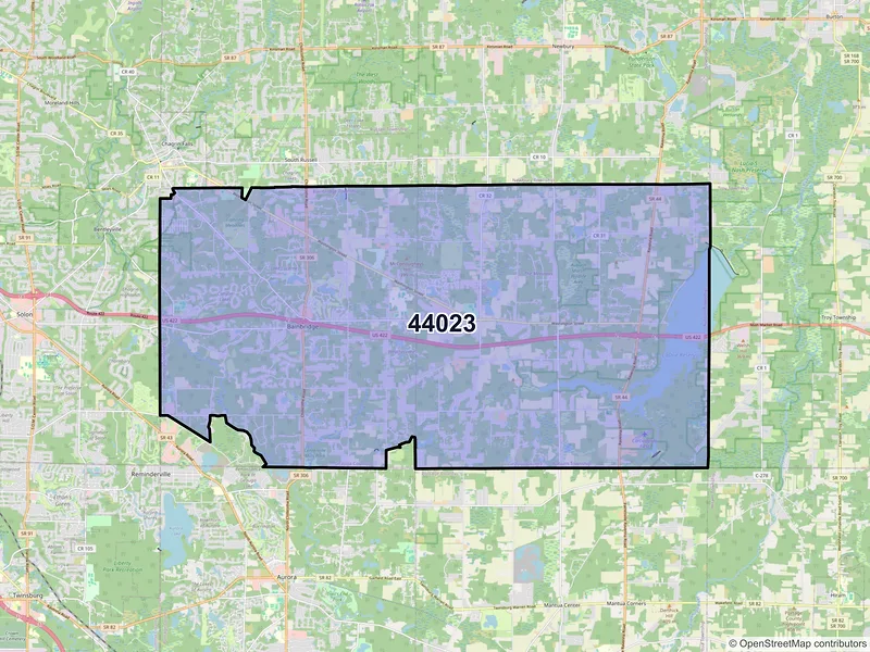 Map of ZIP Code 44023 — Chagrin Falls, OH