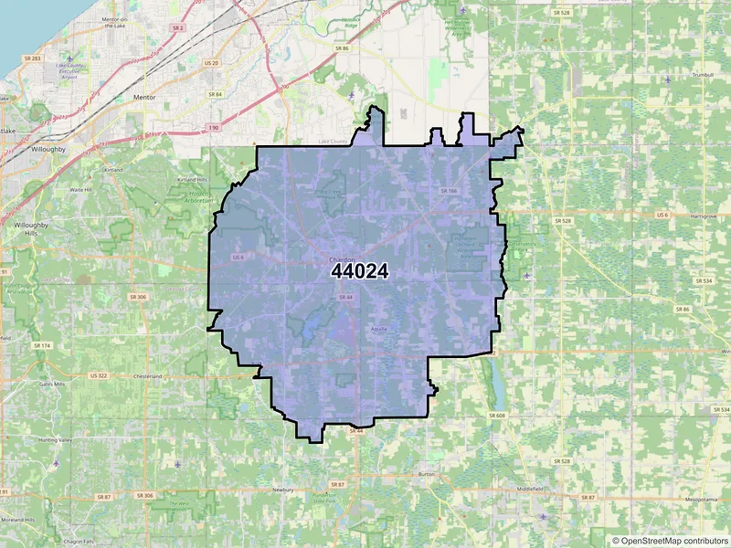 Map of ZIP Code 44024 — Chardon, OH