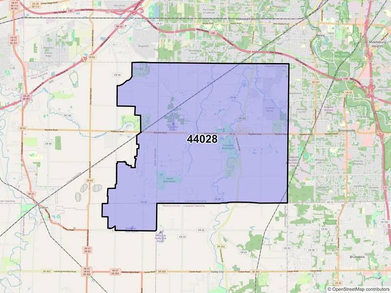 Map of ZIP Code 44028 — Columbia Station, OH