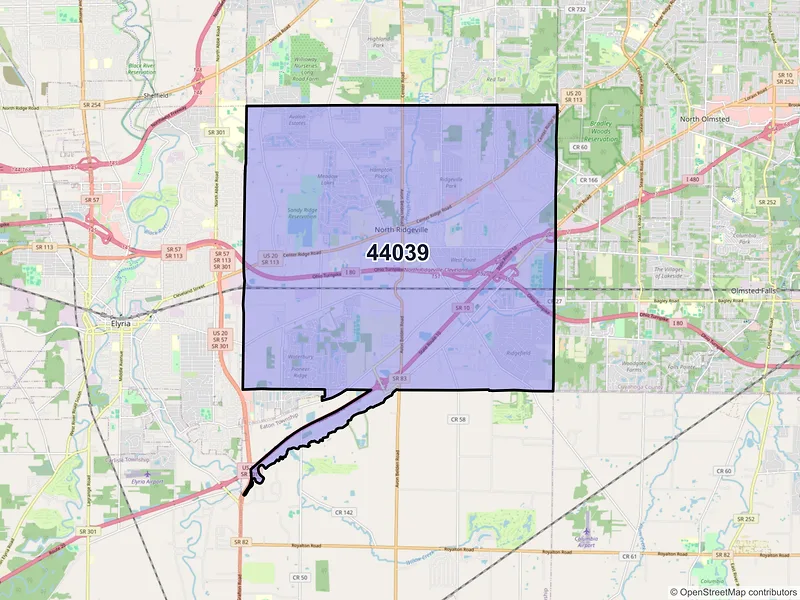 Map of ZIP Code 44039 — North Ridgeville, OH