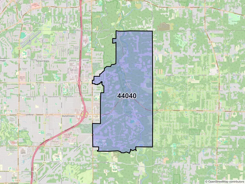 Map of ZIP Code 44040 — Gates Mills, OH