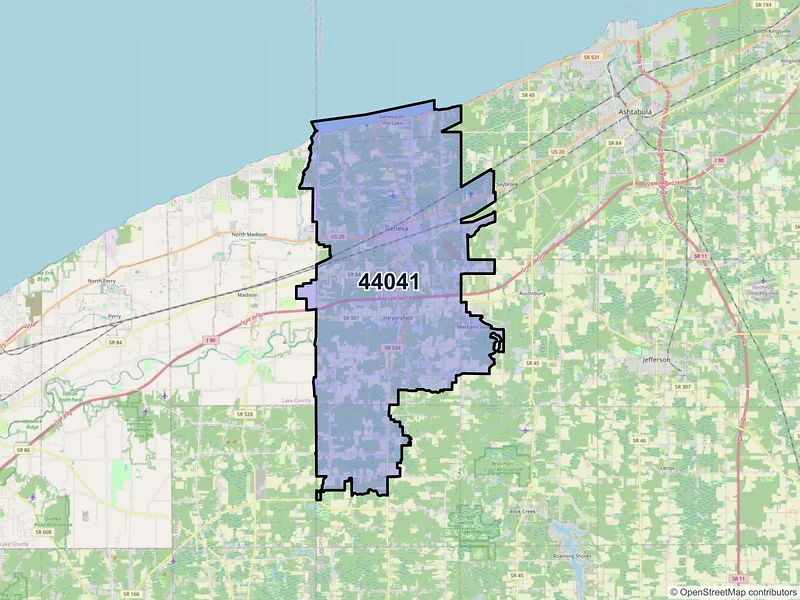 Map of ZIP Code 44041 — Geneva, OH