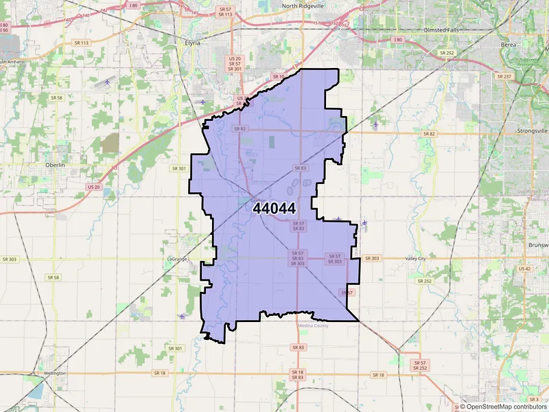 Map of ZIP Code 44044 — Grafton, OH
