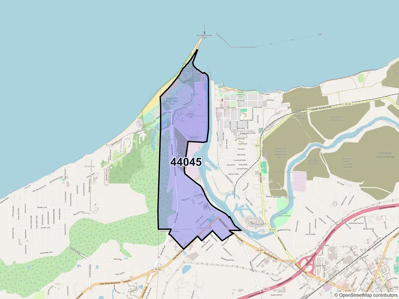 Map of Grand River, Ohio and ZIP codes
