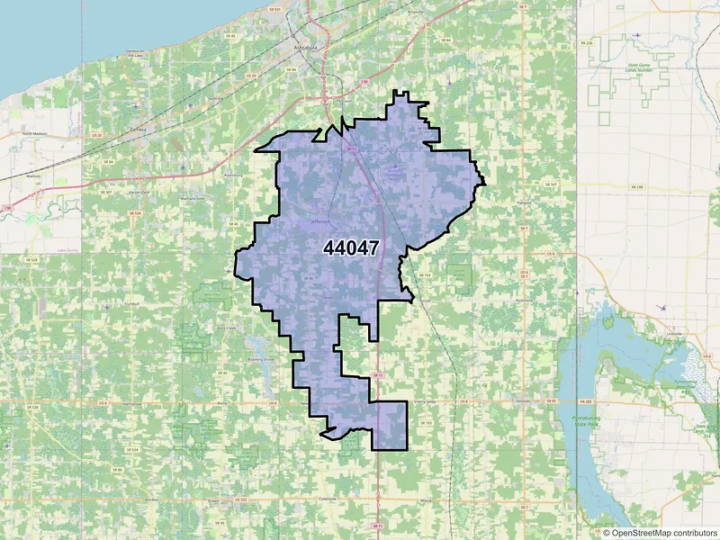 Map of ZIP Code 44047 — Jefferson, OH