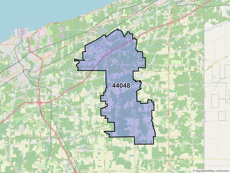 Map of ZIP Code 44048 — Kingsville, OH