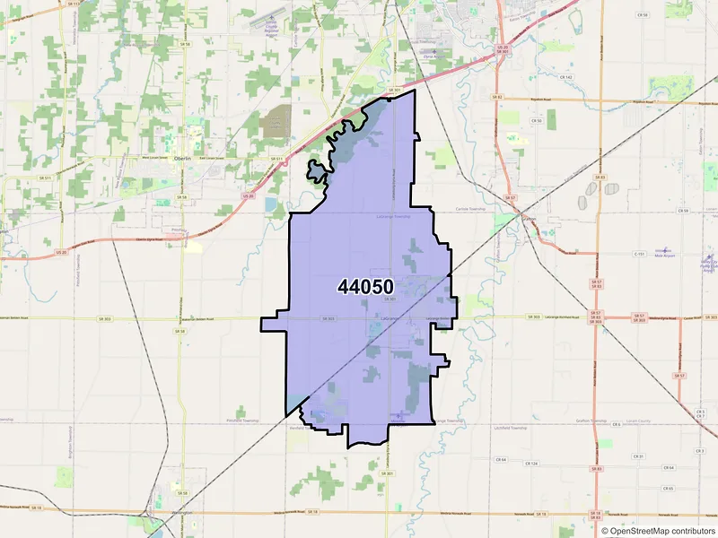 Map of ZIP Code 44050 — Lagrange, OH