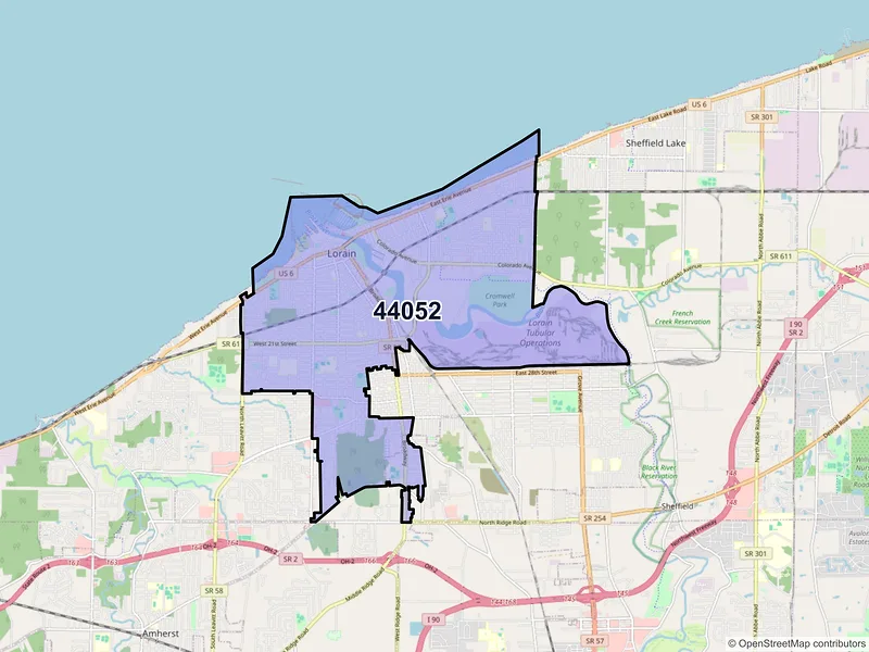 Map of ZIP Code 44052 — Lorain, OH