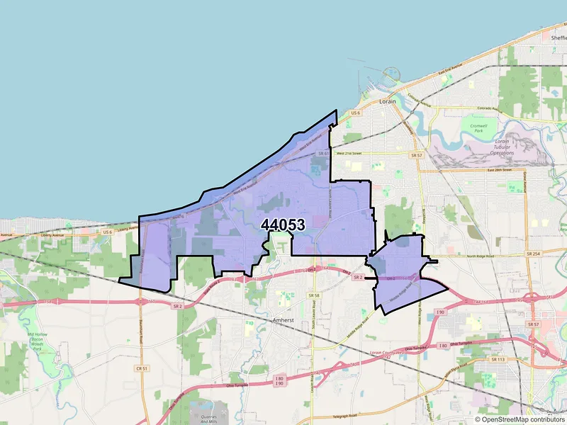 Map of ZIP Code 44053 — Lorain, OH