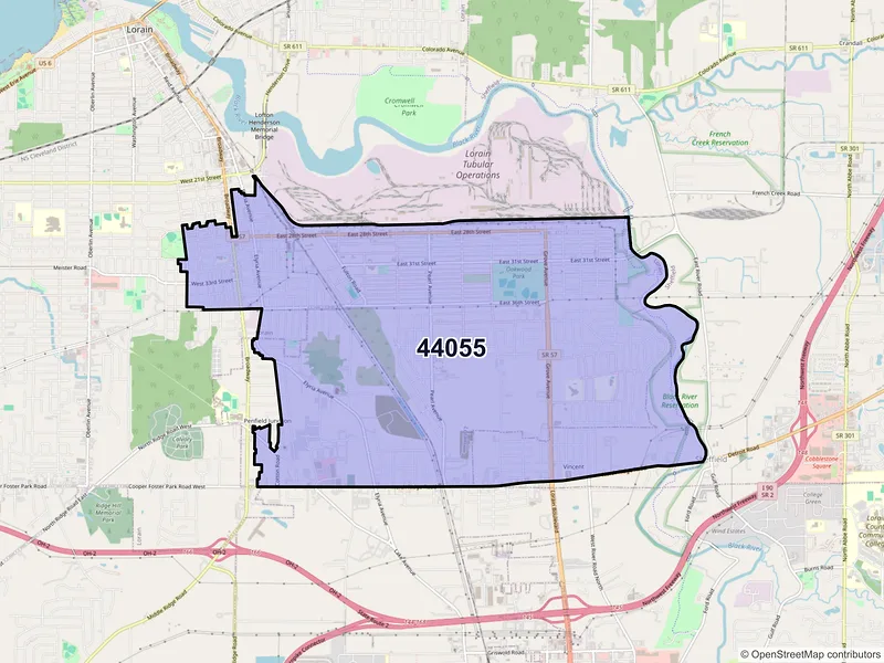 Map of ZIP Code 44055 — Lorain, OH