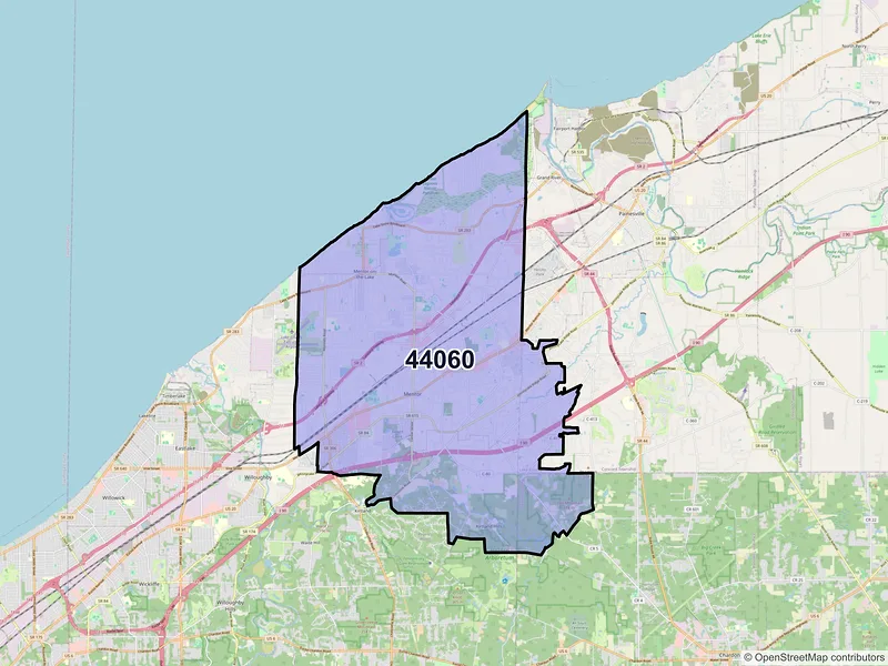 Map of ZIP Code 44060 — Mentor, OH