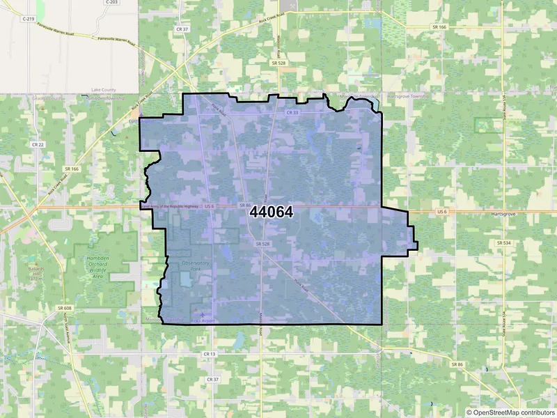 Map of ZIP Code 44064 — Montville, OH