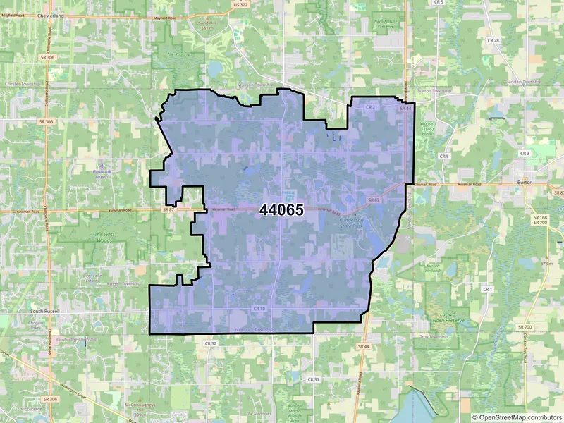 Map of Newbury, Ohio and ZIP codes