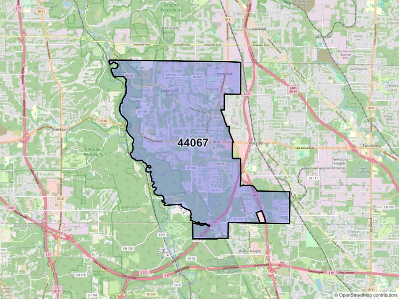 Map of ZIP Code 44067 — Northfield, OH