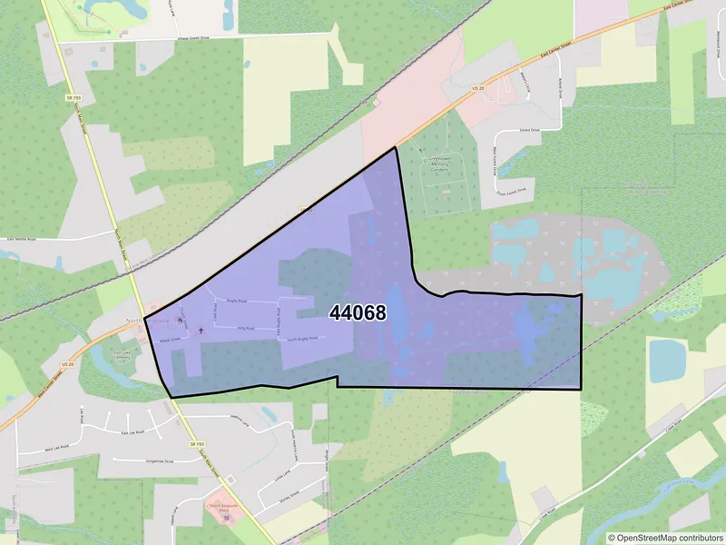 Map of North Kingsville, Ohio and ZIP codes