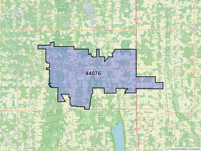 Map of ZIP Code 44076 — Orwell, OH