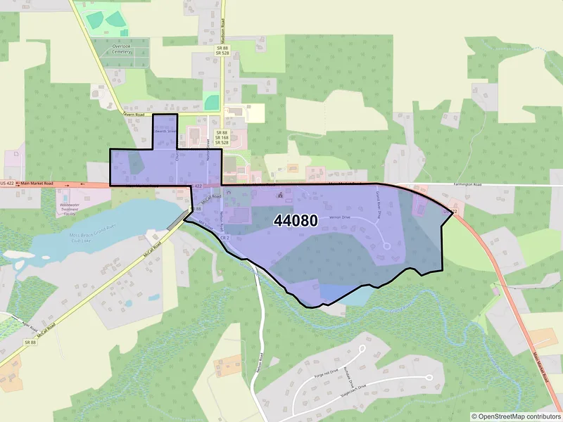 Map of Parkman, Ohio and ZIP codes