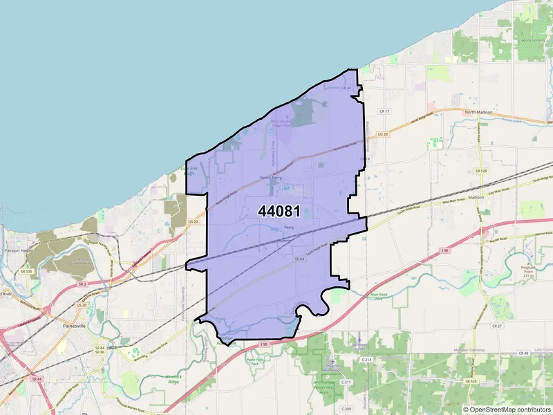 Map of ZIP Code 44081 — Perry, OH