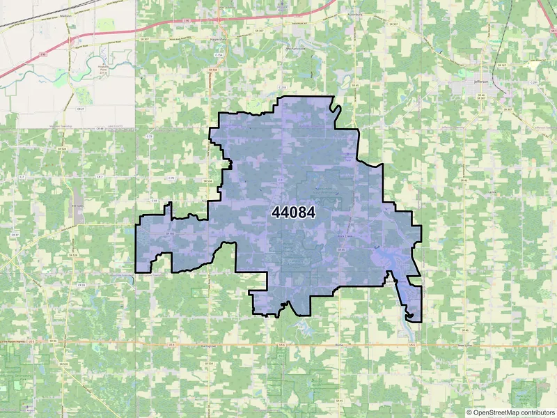 Map of ZIP Code 44084 — Rock Creek, OH