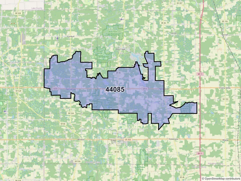 Map of ZIP Code 44085 — Rome, OH