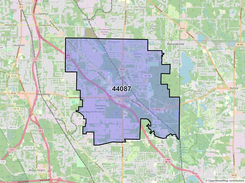 Map of ZIP Code 44087 — Twinsburg, OH