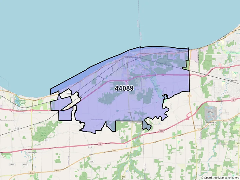 Map of ZIP Code 44089 — Vermilion, OH