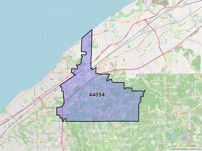 Map of ZIP Code 44094 — Willoughby, OH