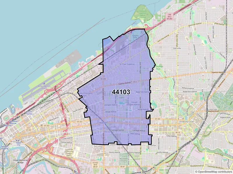 Map of ZIP Code 44103 — Cleveland, OH