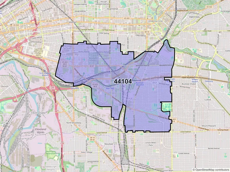 Map of ZIP Code 44104 — Cleveland, OH