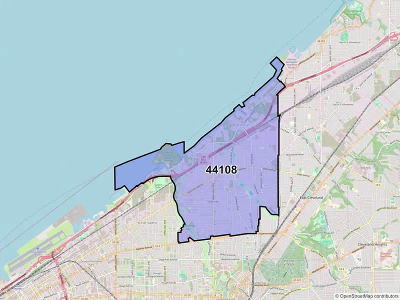 Map of ZIP Code 44108 — Cleveland, OH