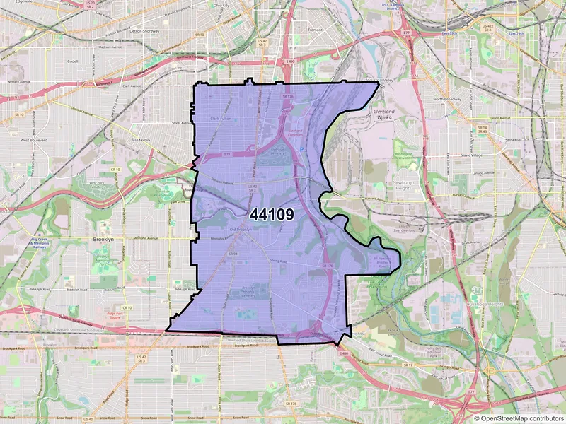 Map of ZIP Code 44109 — Cleveland, OH