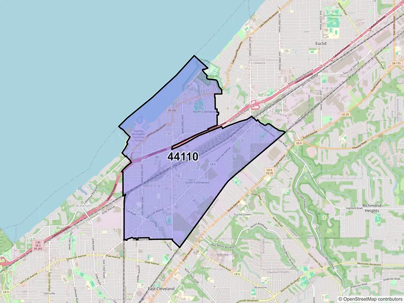 Map of ZIP Code 44110 — Cleveland, OH
