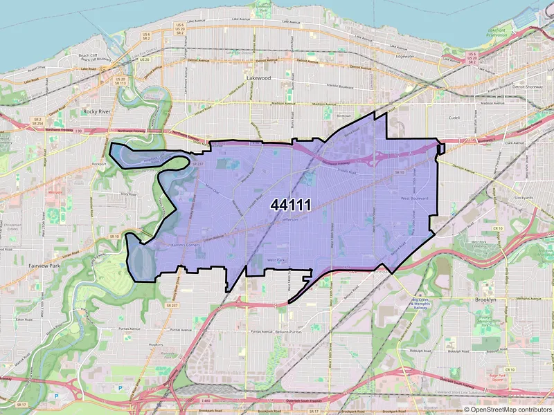 Map of ZIP Code 44111 — Cleveland, OH