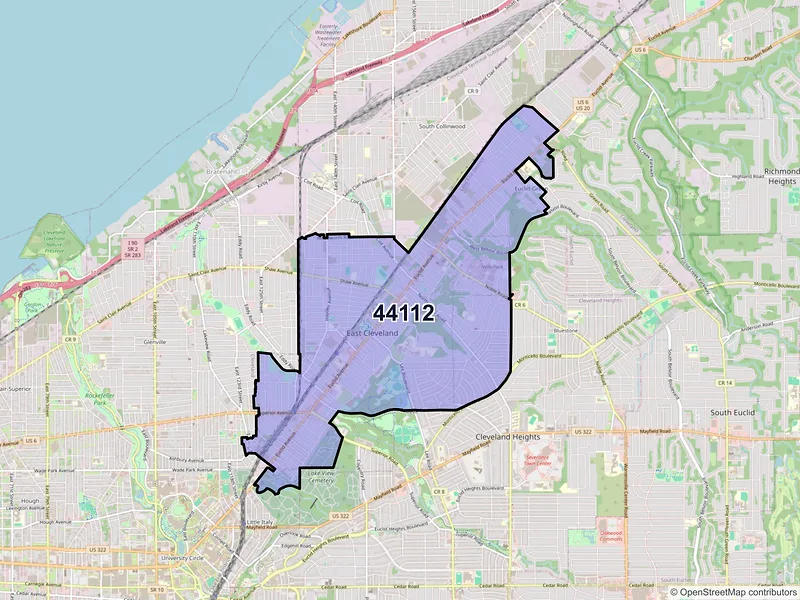 Map of ZIP Code 44112 — Cleveland, OH
