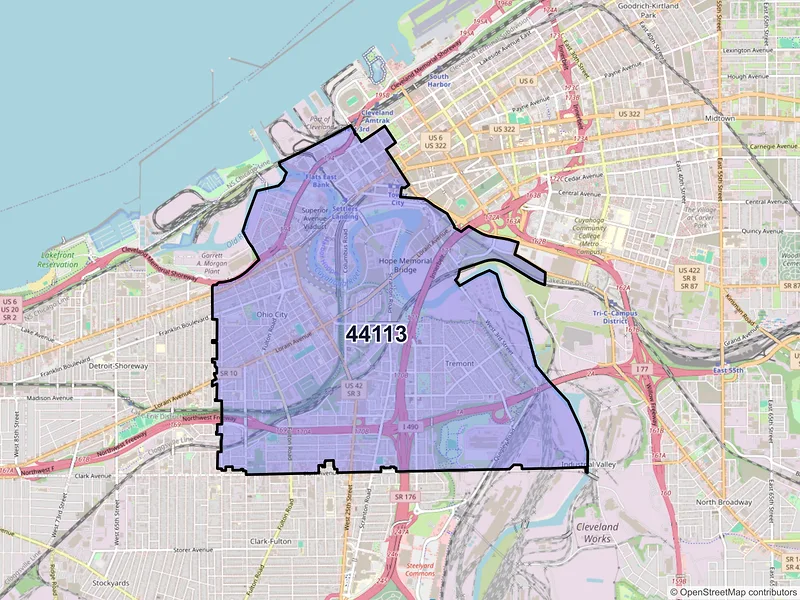 Map of ZIP Code 44113 — Cleveland, OH