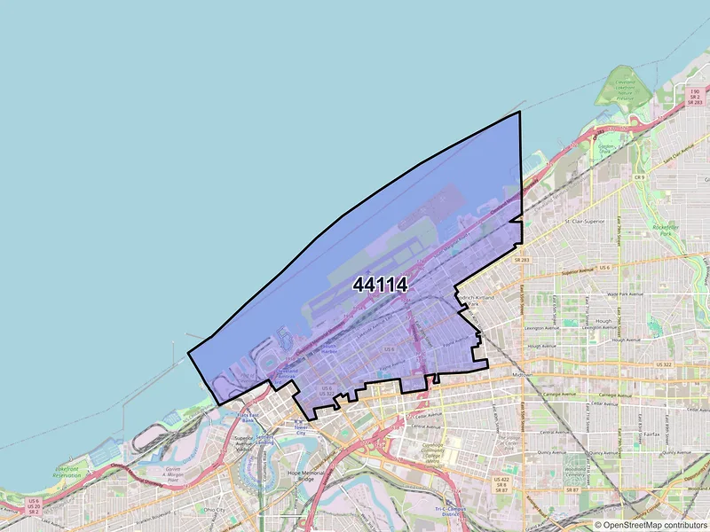Map of ZIP Code 44114 — Cleveland, OH