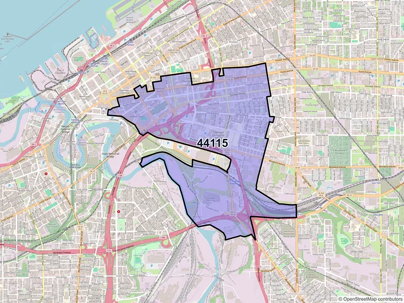 Map of ZIP Code 44115 — Cleveland, OH