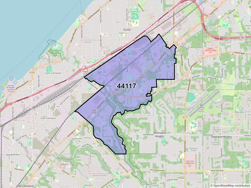 Map of ZIP Code 44117 — Euclid, OH