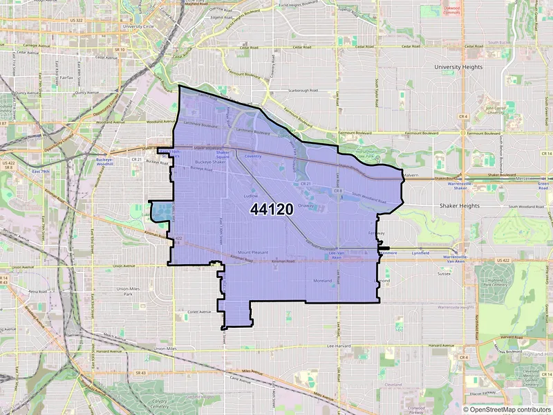Map of ZIP Code 44120 — Cleveland, OH