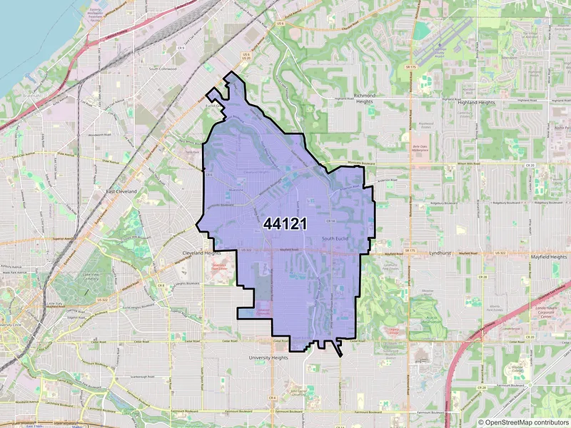 Map of ZIP Code 44121 — Cleveland, OH