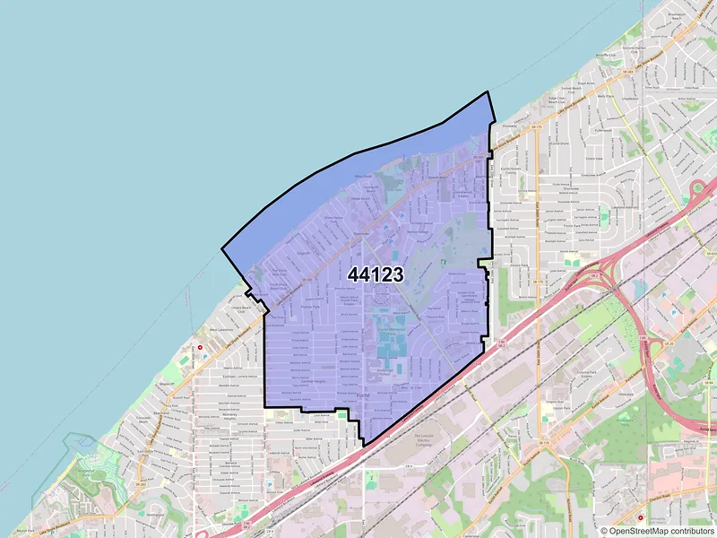 Map of ZIP Code 44123 — Euclid, OH