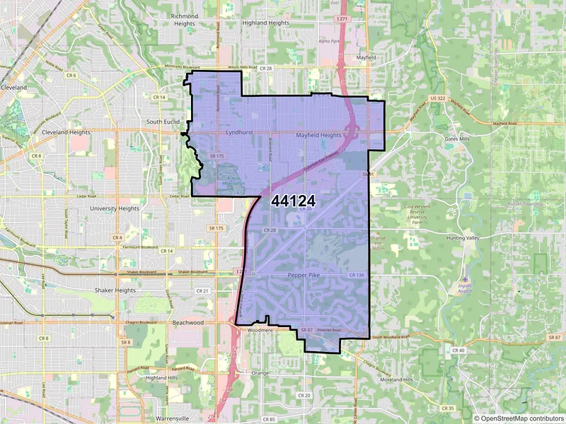 Map of ZIP Code 44124 — Cleveland, OH