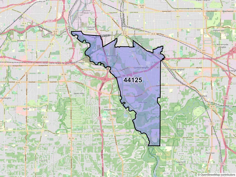 Map of ZIP Code 44125 — Cleveland, OH